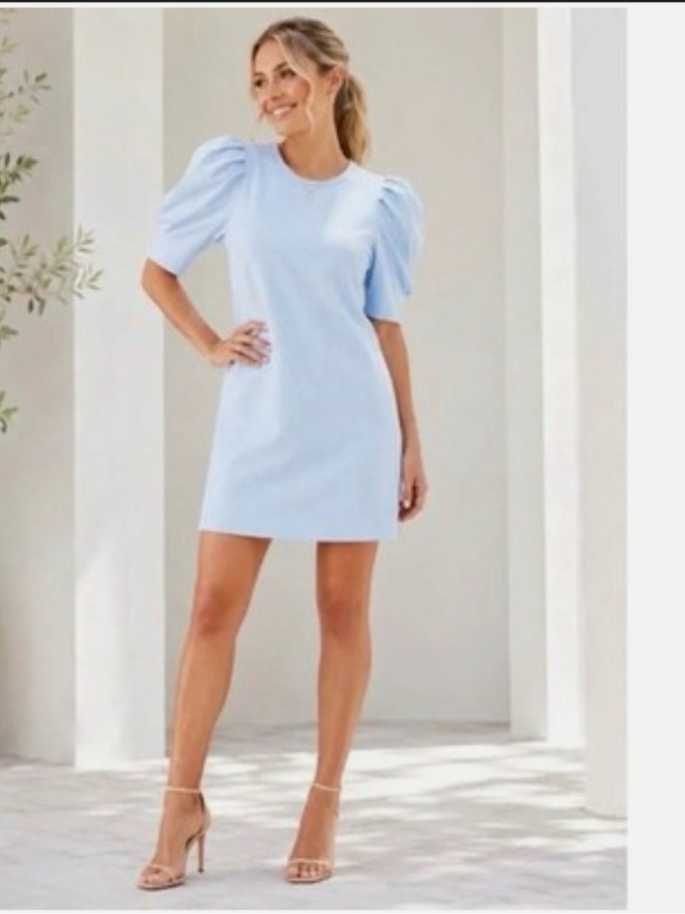 Tuckernuck Pomander Place Pale Blue Puff-Sleeve Mini Dress
